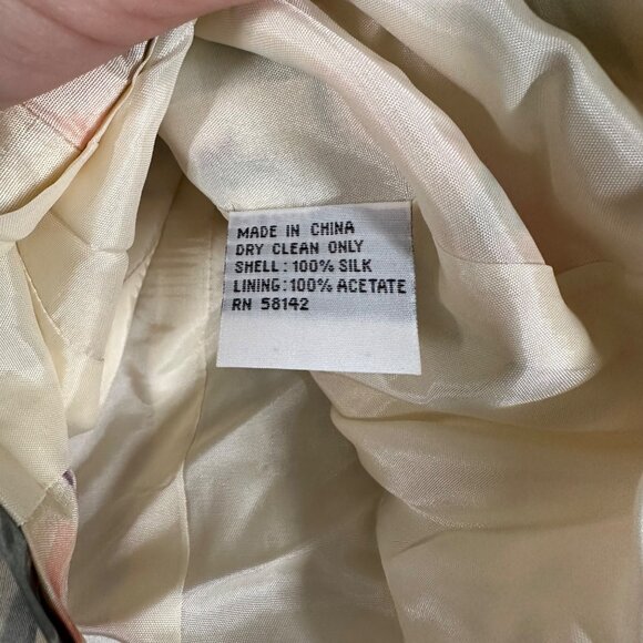 Vintage Talbots Womens 8 Pure Silk Ivory Pastel Floral Skirt Suit Set - Picture 5 of 12